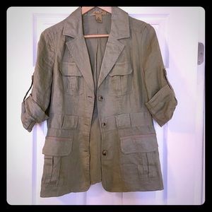 Peck & Peck light green Linen belted jacket